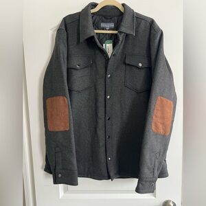Gray and Brown Lightweight Shirt Jacket with Classic Collar